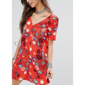 ASOS Festival Button Front Floral Print Dress